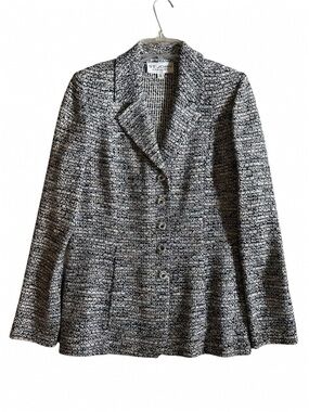 St. John Textured Black and White Knit Blazer